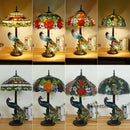 Axyaa Peacock Art Tiffany Table Lamp for Living Room Decor