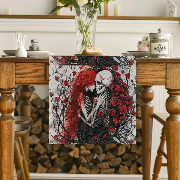 Axyaa Halloween Skull Table Runner: Kitchen Holiday Party Decor & Dining Table Cloth