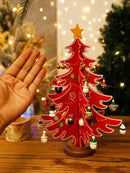 Axyaa Mini Christmas Tree Ornament Set with Snowman Hanging Decor