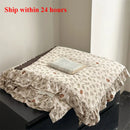 Axyaa Knitted Cotton Floral Print Lace Summer Quilt • Air Conditioner Cool Quilt