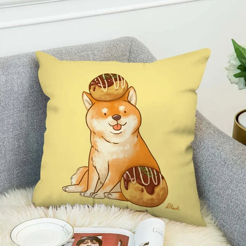 Axyaa Shiba Inu Cushion Cover 45x45cm for Bed or Chair Decor