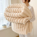 Axyaa Rabbit Plush Blanket: Soft & Warm Throw for Sofa, Nap, or Comfort