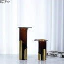 Axyaa Brown Glass Vase with Golden Frame for Modern Floral Arrangement