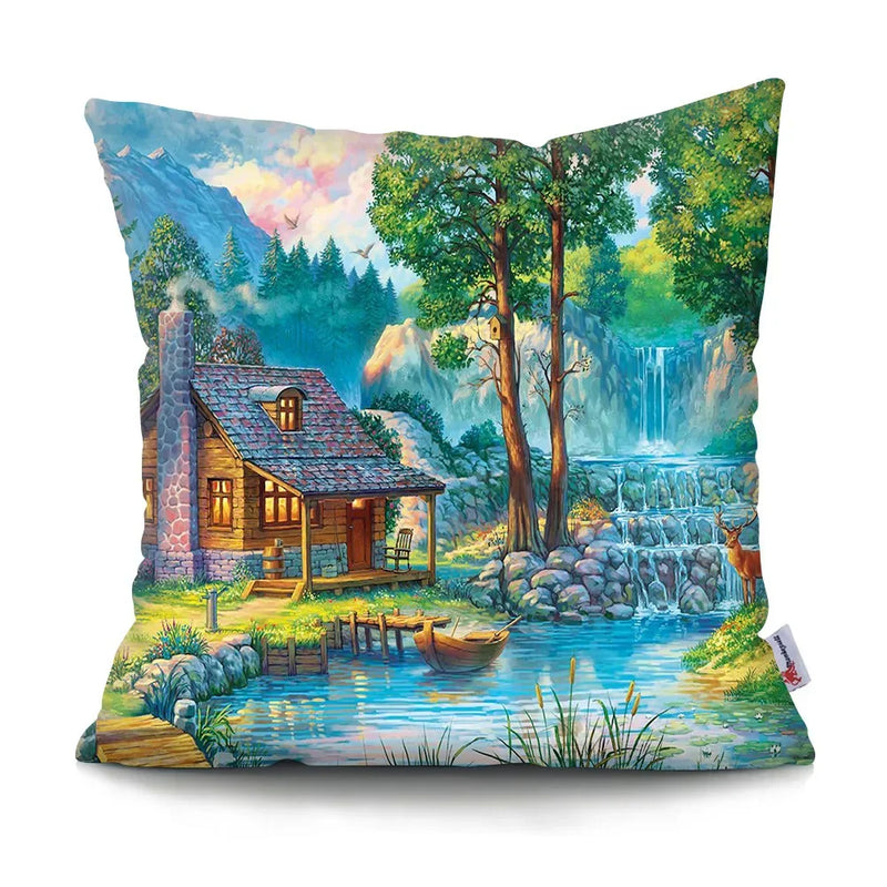 Axyaa Rustic Landscape Print Pillowcase