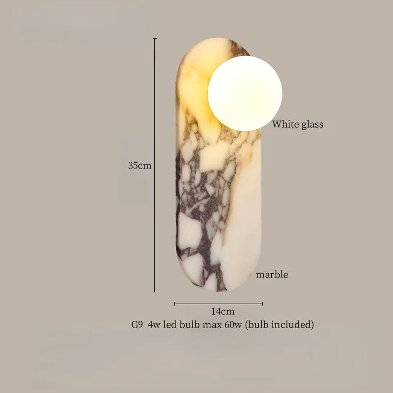 Axyaa Marble Glass LED Wall Light for Home Decor