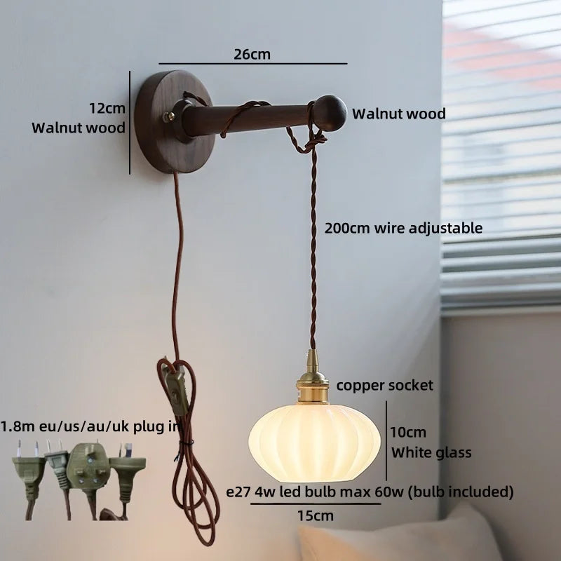 Axyaa White Pumpkin Glass LED Wall Light for Home Lighting Fixture