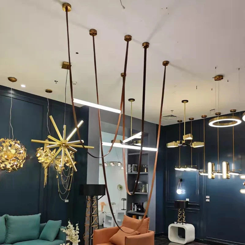 Axyaa Designer LED Tube Suspension Chandelier for Living Room and Hotel Lobby