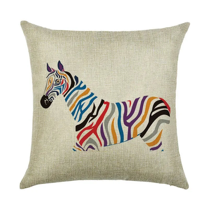 Axyaa Animal Linen Pillowcase for Bedroom Sofa Chair - Decorative Cushion Cover