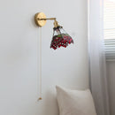 Axyaa Glass LED Wall Light - Grape Color Tiffany Style Sconce, Pull Chain Switch