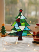 Axyaa Christmas Geometric Acrylic Tree Decor with Red Star - Festive Xmas Ornament