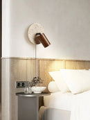 Axya Walnut Log Wood Stone Round Rotatable LED Spot Lights