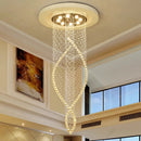 Axyaa Crystal Chandelier: Modern LED Pendant Light for Duplex Stairs, Kitchen, Dining Room.