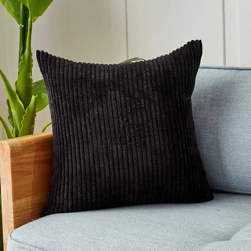 Soft Striped Velvet Corduroy Cushion Covers by Axyaa for Stylish Home Decor
