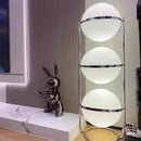 Axyaa Modern Acrylic Floor Lamp Chrome Metal White Round Ball Minimalist Style