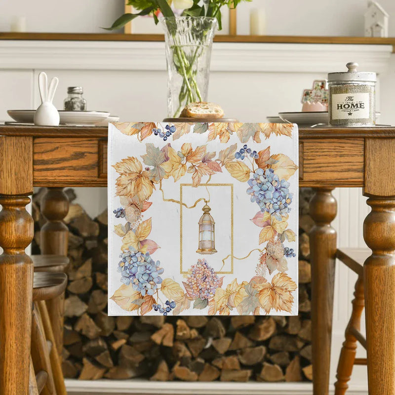 Axyaa Watercolor Flower Foliage Table Runner for Kitchen and Holiday Party