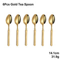 Axyaa Gold Cutlery Set Stainless Steel Mirror Sliver Fork Spoon Western Double Sided Pattern