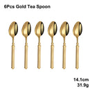 Axyaa Gold Cutlery Set Stainless Steel Mirror Sliver Fork Spoon Western Double Sided Pattern