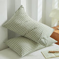 Axyaa Soft Cotton Pillowcase Chequer Grid Pattern 48x74cm Bedding Pillow Cover Set