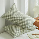 Axyaa Soft Cotton Pillowcase Chequer Grid Pattern 48x74cm Bedding Pillow Cover Set