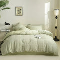 Axyaa Jacquard Cotton Washed Bedding Set | Solid Color Simple Design