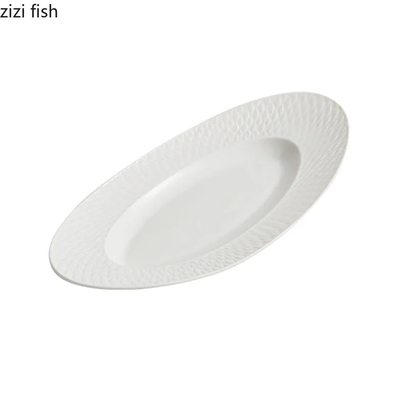 Axya Scaly Texture Ceramic Fish Plate | Oval Dessert Sushi Dish