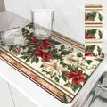 Axyaa Christmas Holly Coffee Cup Drying Mat