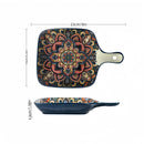 Axyaa Bohemian Ceramic Square Plate for Snacks and Fruits