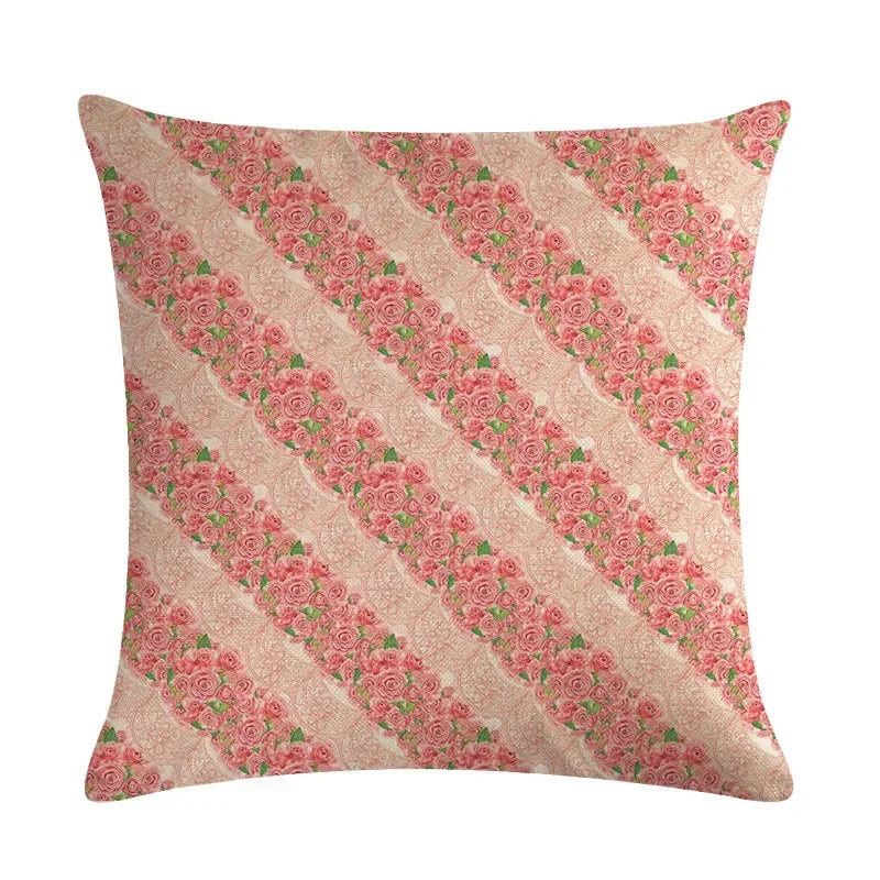 Axyaa Vintage Plant-flower Linen Cushion Cover 45*45cm