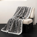 Axyaa Geometric Jacquard Throw Blanket: Double-Sided Soft Coral Fleece Bed Cover