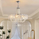 Axyaa Pink Glass Pearl Chandelier - Murano Style Vintage Living Room Light