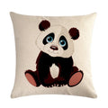 Axyaa Cartoon Panda Print Linen Pillowcase 45x45cm Square Home Sofa Decoration Cover