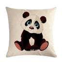 Axyaa Cartoon Panda Print Linen Pillowcase 45x45cm Square Home Sofa Decoration Cover