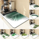 Axyaa Leaves Print Silicone Placemats - Absorbent Kitchen Dish Mat