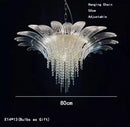 Clear Petal Glass Flower Chandelier with Crystal Tassel Pendants by Axyaa.