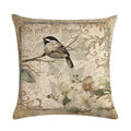 Axyaa Retro Bird Branch Linen Pillow Cover for Home Decor and Comfort