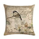Axyaa Retro Bird Branch Linen Pillow Cover for Home Decor and Comfort