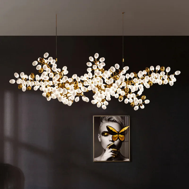 Axyaa Gold Grape Chandelier Glass Pendant Lights for Living Room and Kitchen