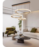Axyaa Modern LED Ring Pendant Light - Gold Lustre Chandelier for Home Bedroom