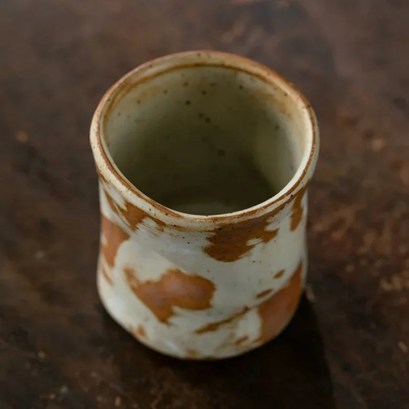Axyaa Coarse Pottery Coffee Cup Hand Holding Retro Japanese Ceramic Espresso Cup