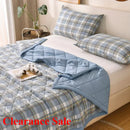 Axyaa Striped Checkered Thin Summer Blanket | Skin-Friendly & Cool Blanket