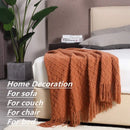 Axyaa Caramel Knit Throw Blanket - Soft, Warm, Textured, & Stylish