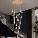 Axyaa Crystal Chandelier Stair Pendant Lamp Living Room Interior Lighting