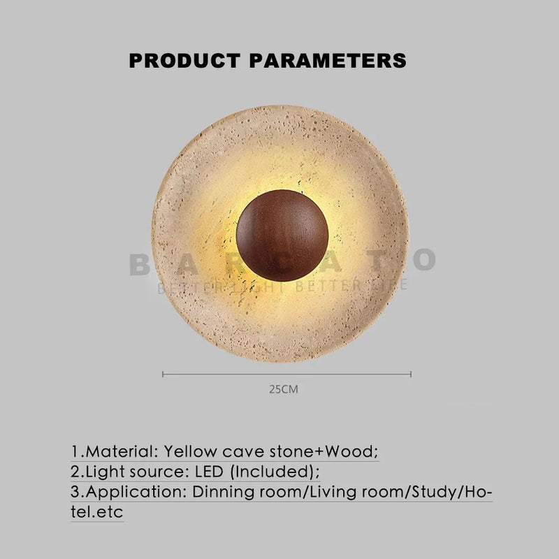 Modern Stone Wood LED Wall Lamp by Axyaa: Personalized Decor for Home Bar, Bedroom, Dining Room