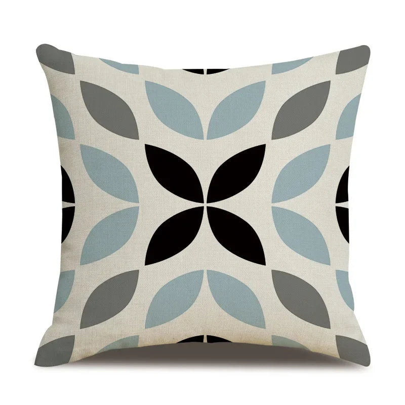 Axyaa Blue Deltoid Geometry Pillow Cover 45*45cm for Living Room, Bedroom, Sofa, Car