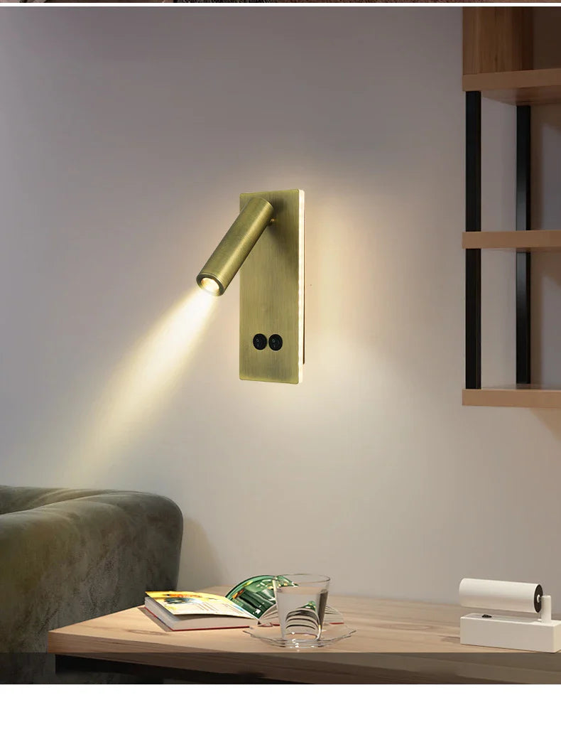 Axyaa Modern Black Bronze Rotatable Wall Lamp Dual Switch LED Sconce