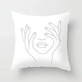 Minimalist White Pillow Cover - Axyaa Portrait Sketch Nordic Cushion
