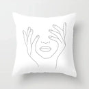 Minimalist White Pillow Cover - Axyaa Portrait Sketch Nordic Cushion