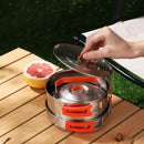 Axyaa Stainless Steel Cookware: Foldable Handle Frying Pan/Soup Pot for Camping & Picnics