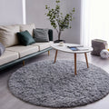 Axyaa Gray Fluffy Plush Carpet Round Rug for Living Room, Kids Bedroom, Nursery & Home Decor