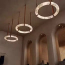 Axyaa Circular Marble Lamp: Modern Designer Art Light for Living & Dining Room